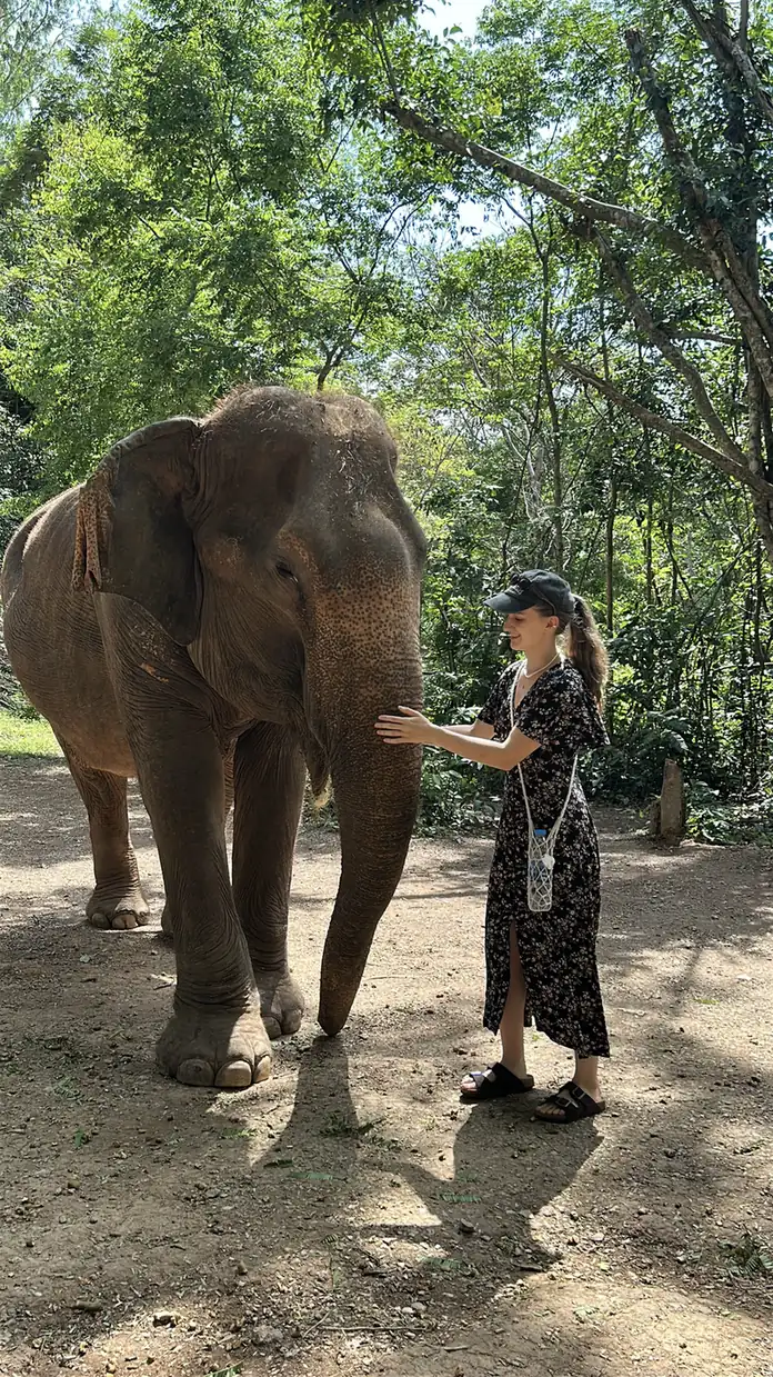 Kate with an elephant